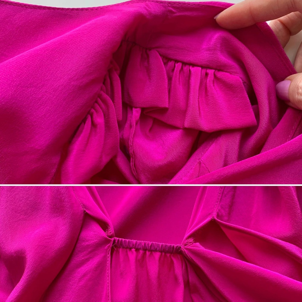 Vintage Yoana Baraschi Silk Fuschia Dress Size 4 - Picture 9 of 11